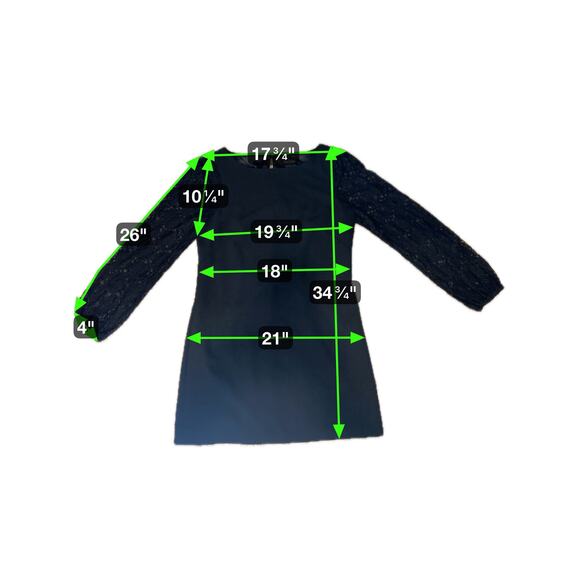 White House Black Market Women’s 12 Black Lace Sleeve Shift Cocktail Dress - Picture 12 of 12